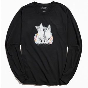 Pretty Vacant Black Long Sleeve Graphic Kittens Tee From Urban Outfitter Size S